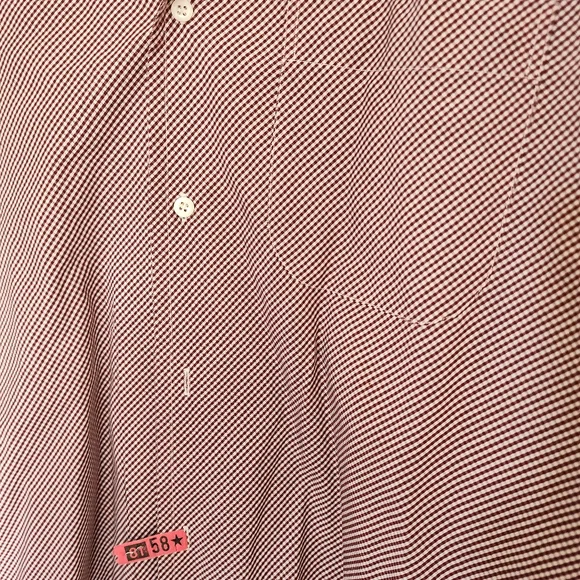 Boss Hugo Boss Burgundy and White Check Men's Dress Shirt RN 73618 Size 42/16.5 - Picture 6 of 6